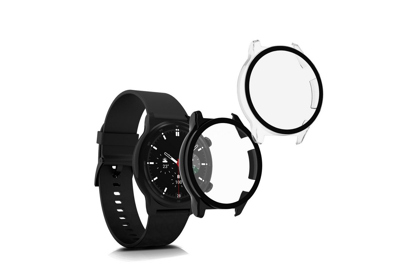 kwmobile Smartwatch-Hülle 2x Hülle für Honor Watch GS 3, Fullbody Fitnesstracker Glas Cover Case Schutzhülle Set von kwmobile