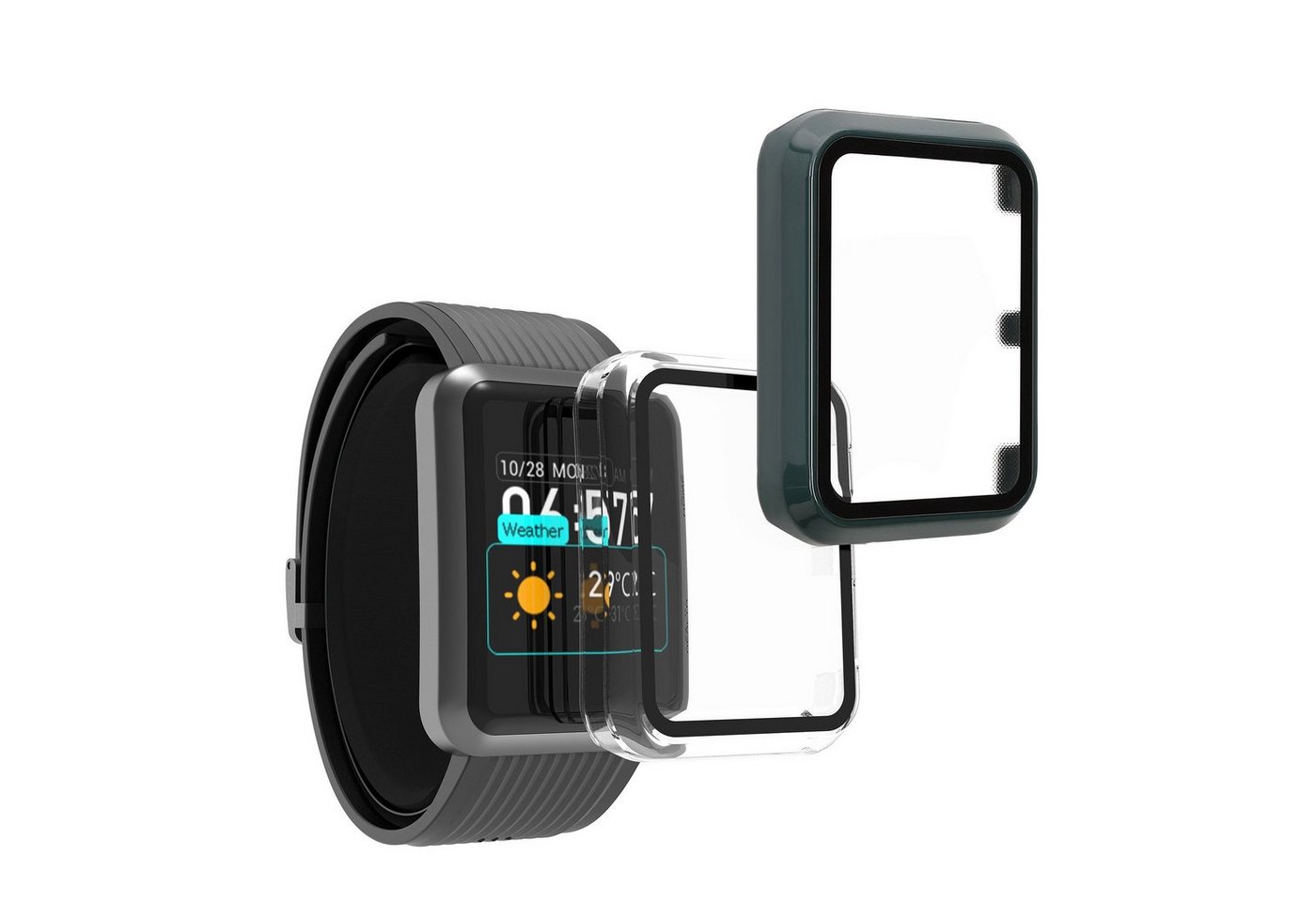 kwmobile Smartwatch-Hülle 2x Hülle für Huawei Watch D, Fullbody Fitnesstracker Glas Cover Case Schutzhülle Set von kwmobile