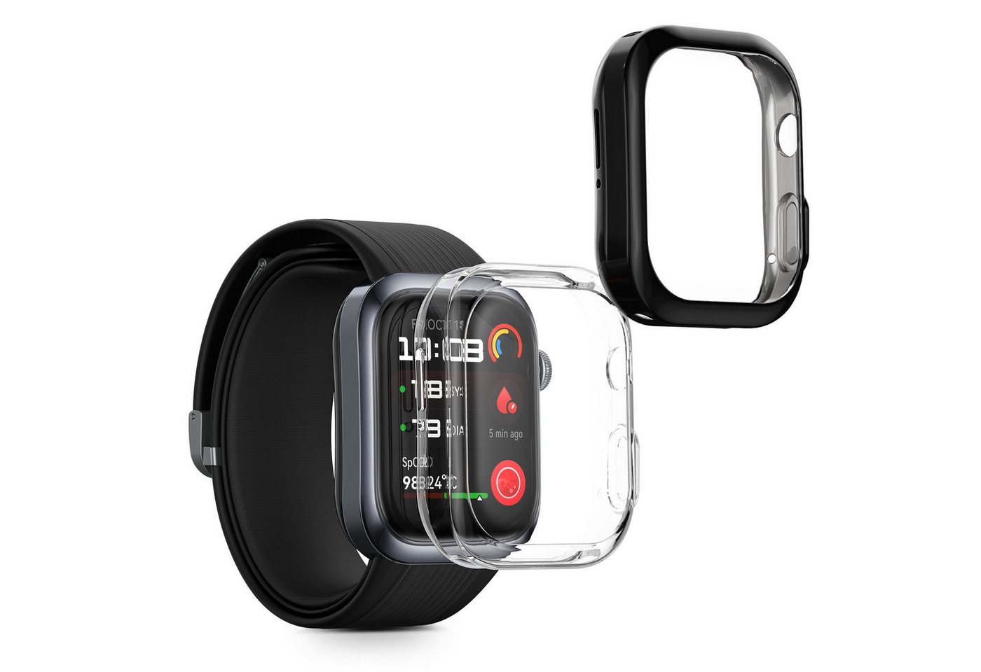 kwmobile Smartwatch-Hülle 2x Hülle für Huawei Watch D2, Silikon Fullbody Cover Case Schutzhülle Set von kwmobile