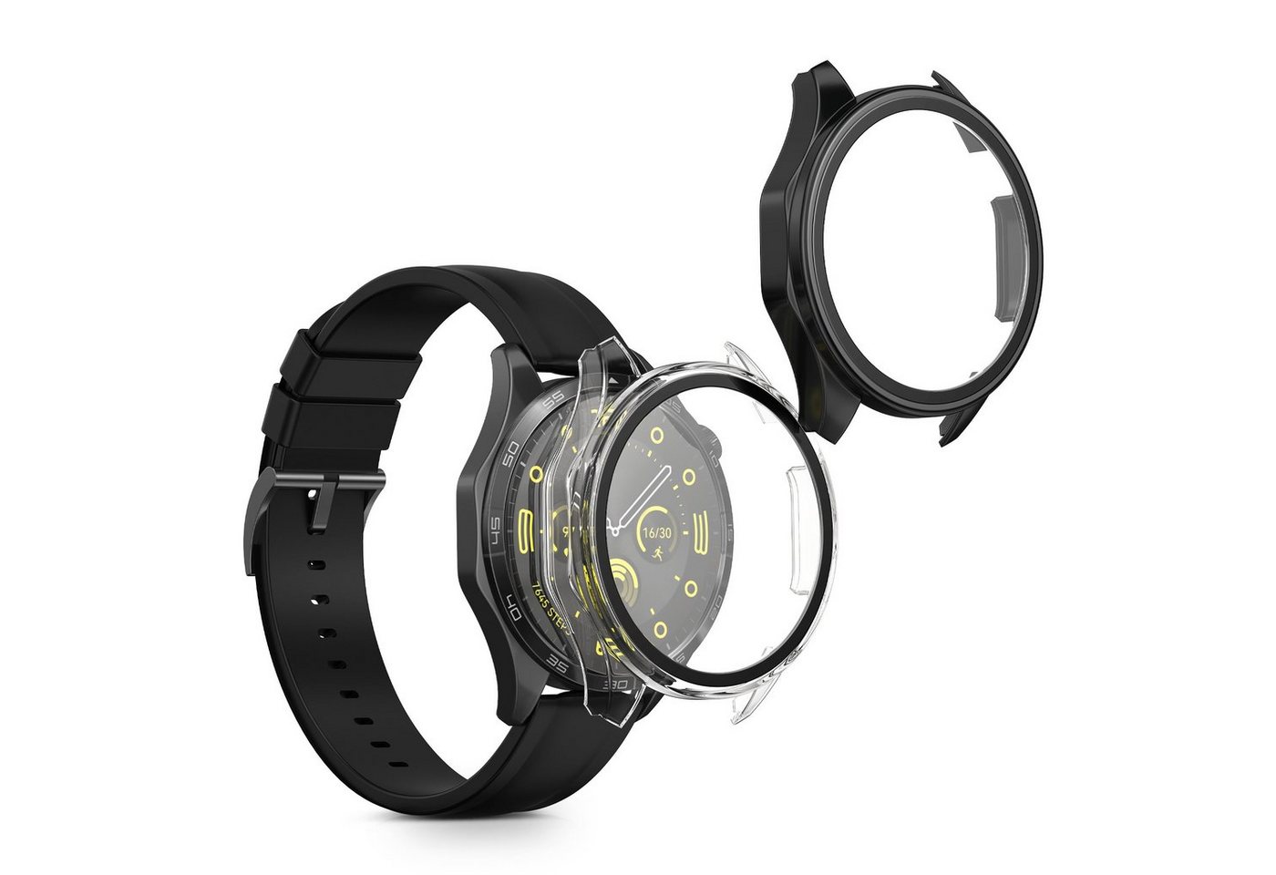 kwmobile Smartwatch-Hülle 2x Hülle für Huawei Watch GT4 46mm, Fullbody Fitnesstracker Glas Cover Case Schutzhülle Set von kwmobile