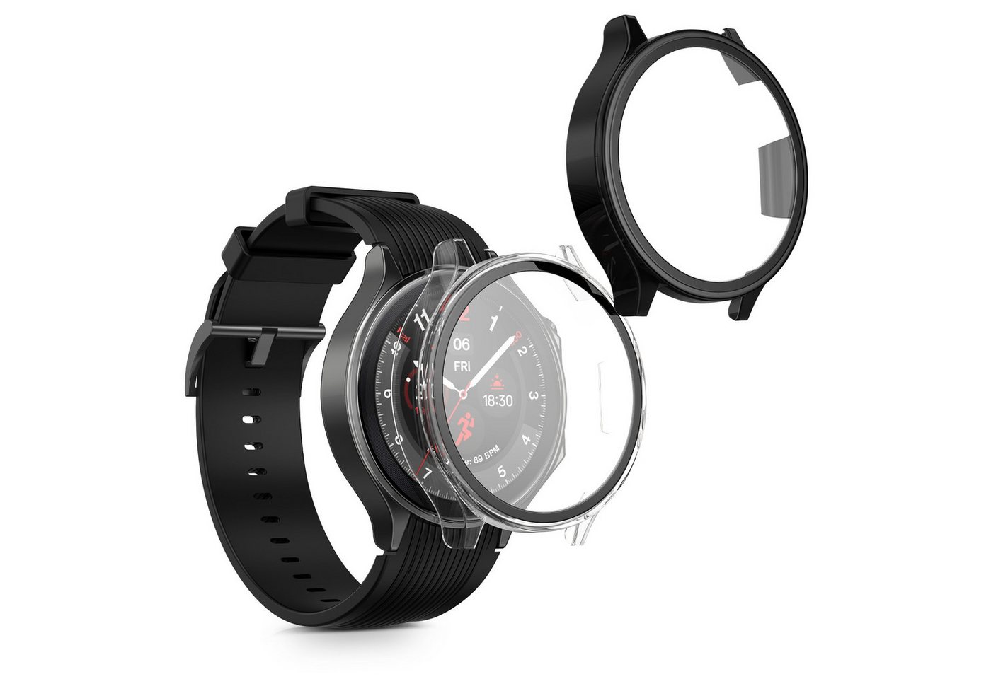 kwmobile Smartwatch-Hülle 2x Hülle für OnePlus Watch 2 / OPPO Watch X, Fullbody Fitnesstracker Glas Cover Case Schutzhülle Set kwmobile Smartwatch-Hülle 2x Hülle für OnePlus Watch 2 / OPPO Watch X, Fullbody Fitnesstracker Glas Cover Case Schutzhülle Set von kwmobile