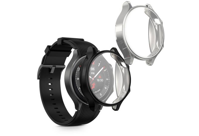 kwmobile Smartwatch-Hülle 2x Hülle für OnePlus Watch 2 / OPPO Watch X, Silikon Fullbody Cover Case Schutzhülle Set von kwmobile