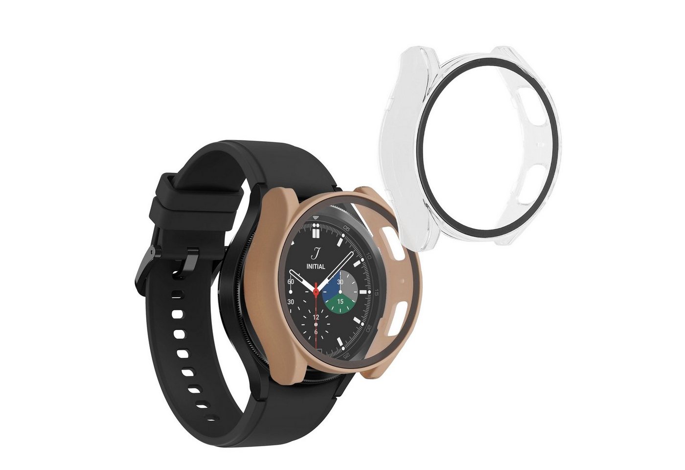 kwmobile Smartwatch-Hülle 2x Hülle für Samsung Galaxy Watch 6 44mm, Fullbody Fitnesstracker Glas Cover Case Schutzhülle Set von kwmobile