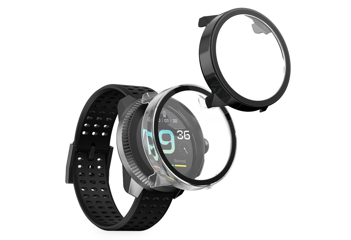kwmobile Smartwatch-Hülle 2x Hülle für Suunto Race, Fullbody Fitnesstracker Glas Cover Case Schutzhülle Set von kwmobile