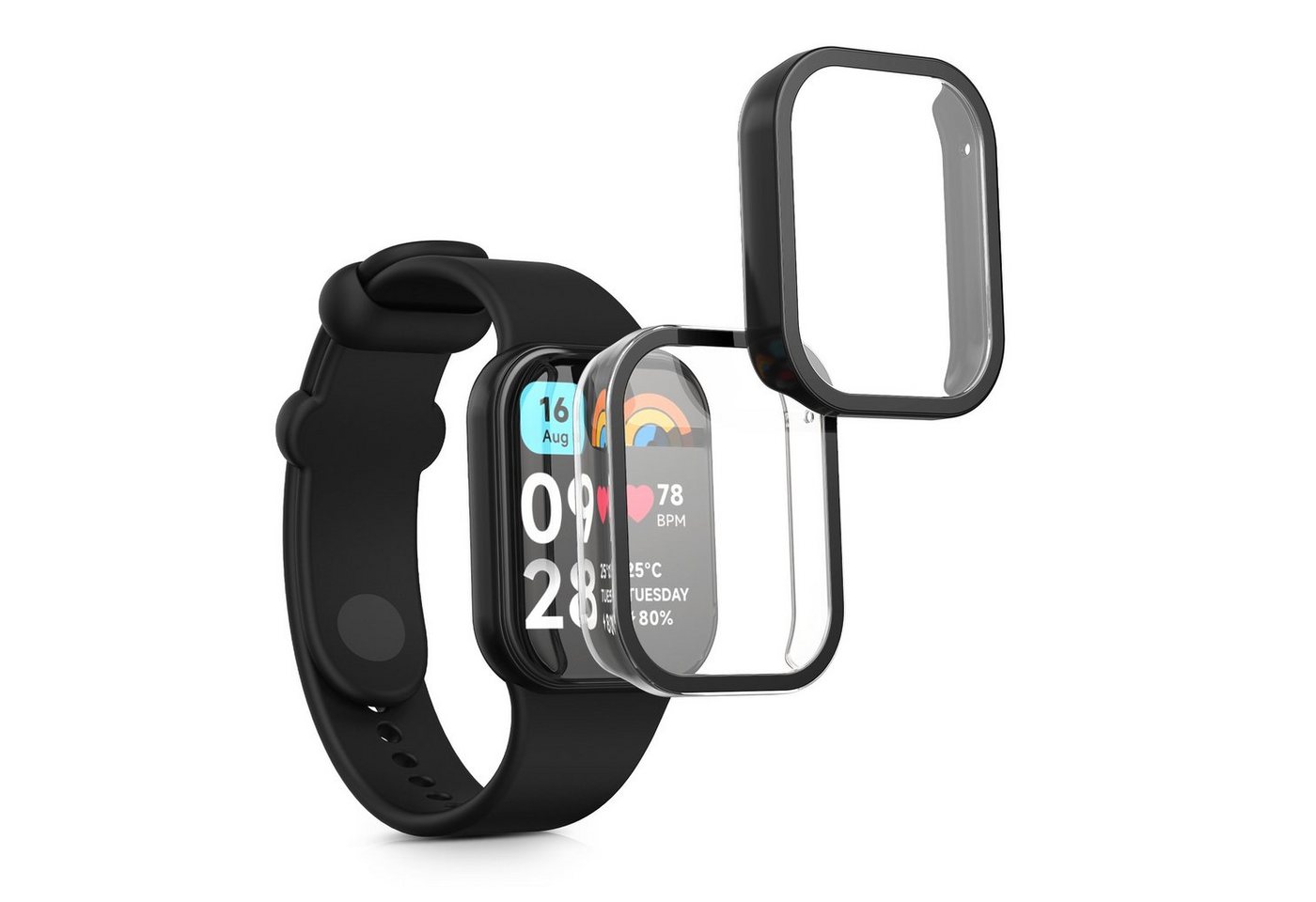 kwmobile Handyhülle 2x Hülle für Xiaomi Smart Band 8 Pro / Smart Band 9 Pro, Fullbody Fitnesstracker Glas Cover Case Schutzhülle Set von kwmobile