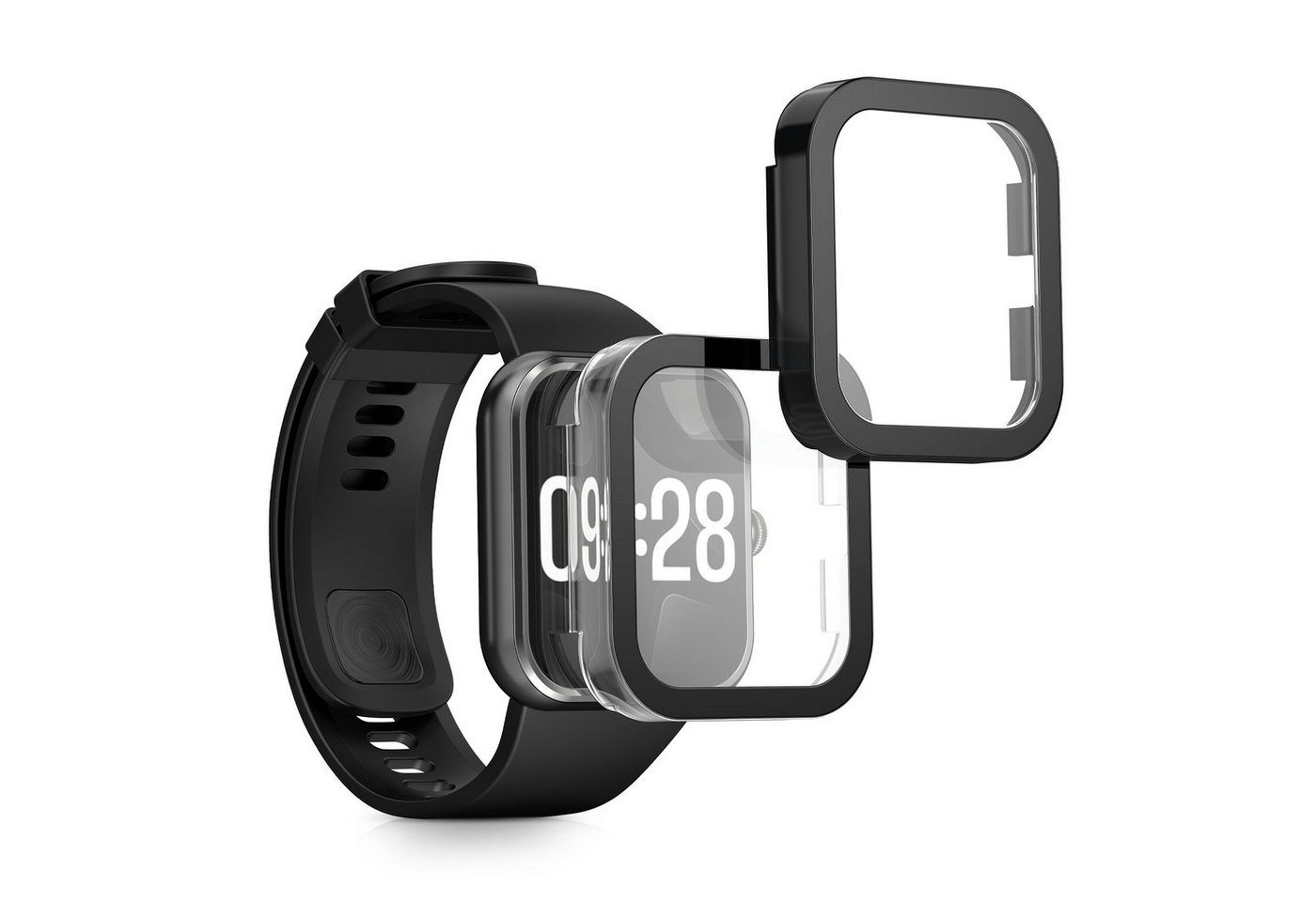 kwmobile Smartwatch-Hülle 2x Hülle für Xiaomi Redmi Watch 4, Fullbody Fitnesstracker Glas Cover Case Schutzhülle Set von kwmobile