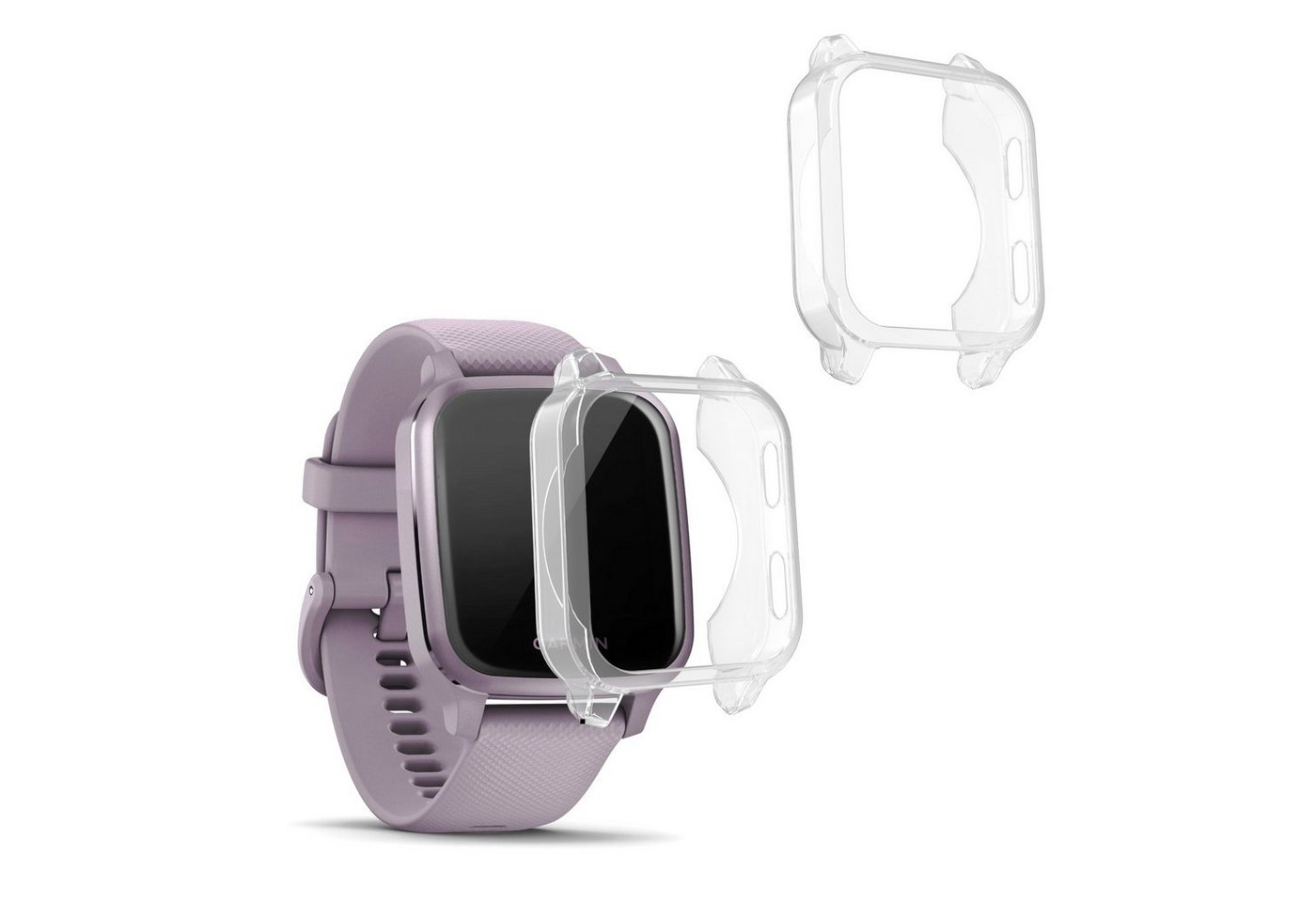 kwmobile Smartwatch-Hülle 2x Schutzhülle für Garmin Venu Sq Music / Sq, Fitness Tracker Gehäuse Hülle klar von kwmobile
