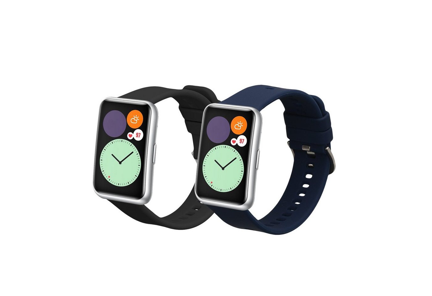 kwmobile Smartwatch-Hülle 2x Sportarmband für Huawei Watch FIT Special Edition (B39), Armband TPU Silikon Set Fitnesstracker von kwmobile
