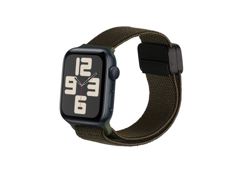 kwmobile Smartwatch-Hülle Ersatzarmband für Apple Watch SE 44mm iWatch 9/8/7/6/5/4/3 44mm, Nylonarmband mit Magnetverschluss - Grün von kwmobile