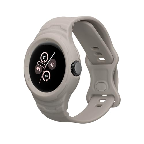 kwmobile Sportarmband kompatibel mit Google Pixel Watch 2 / Pixel Watch 1 - Armband TPU Silikon für Fitnesstracker - mit Schutz Bumper Grau von kwmobile