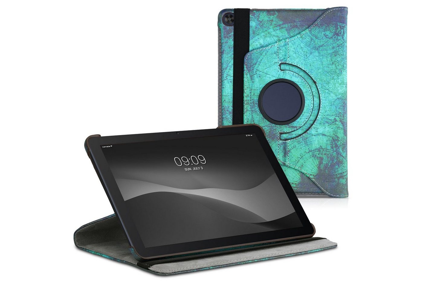 kwmobile Tablet-Hülle Hülle für Huawei MatePad T10 / T10s, 360° Tablet Schutzhülle Cover Case - Anker Landkarte Design von kwmobile