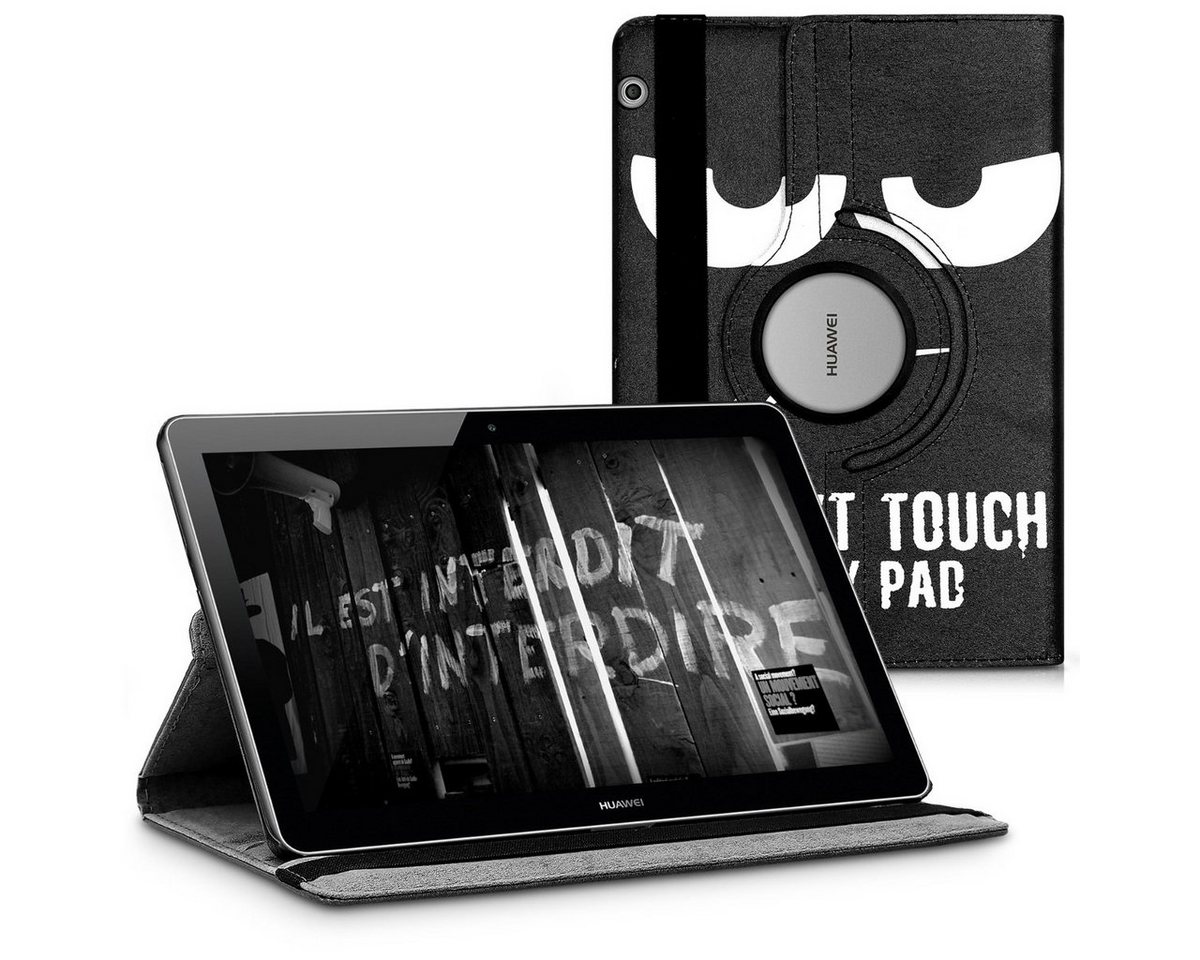 kwmobile Tablet-Hülle Hülle für Huawei MediaPad T3 10, 360° Tablet Schutzhülle Cover Case - Don't touch my Pad Design von kwmobile