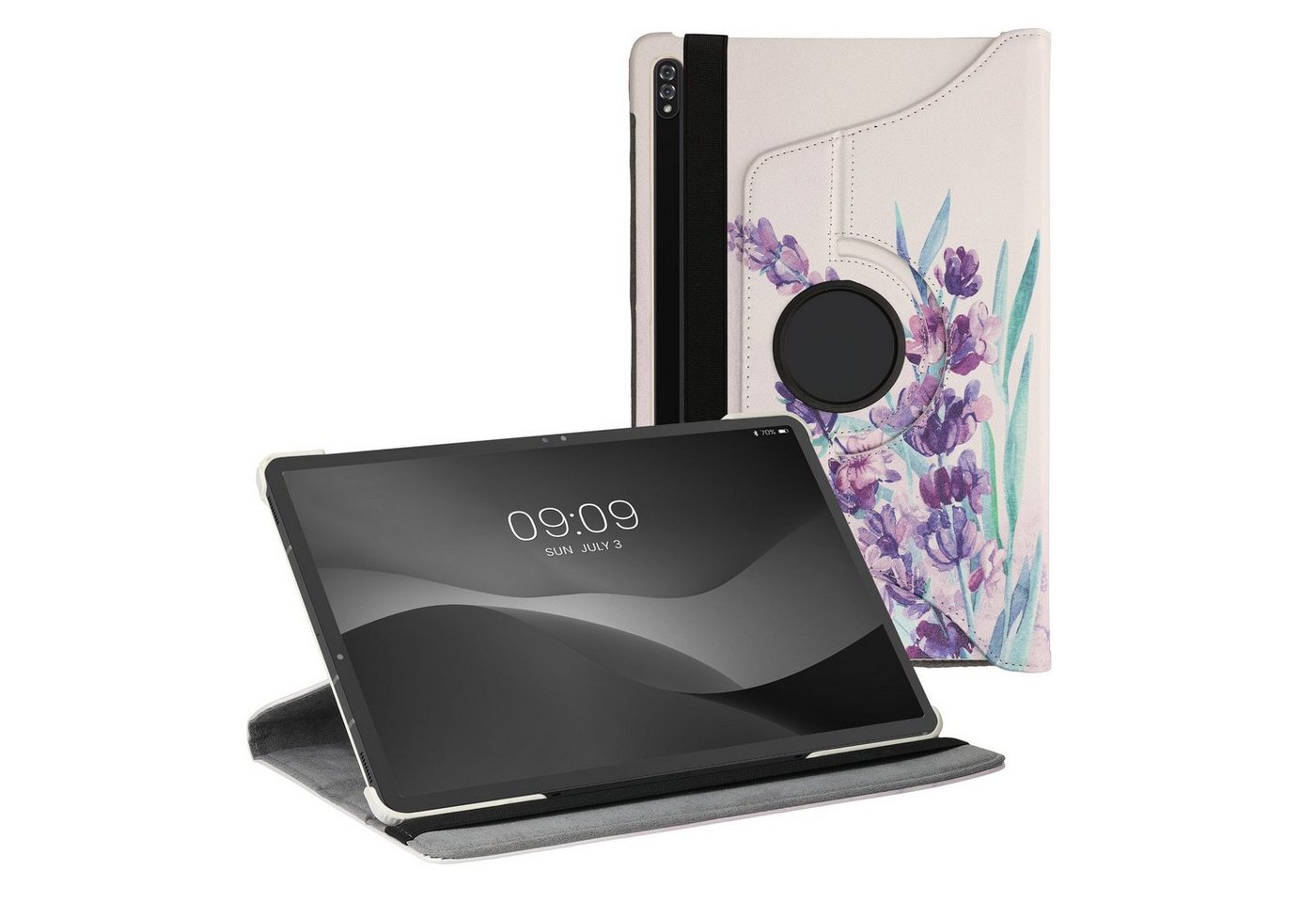 kwmobile Tablet-Hülle Hülle für Samsung Galaxy Tab S7 Plus / Tab S7 FE, 360° Tablet Schutzhülle Cover Case - Lavendel Design von kwmobile
