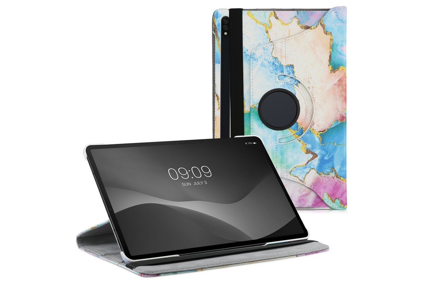 kwmobile Tablet-Hülle Hülle für Samsung Galaxy Tab S7 Plus / Tab S7 FE, 360° Tablet Schutzhülle Cover Case - Marmor Design von kwmobile