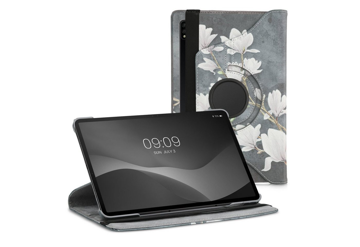 kwmobile Tablet-Hülle Hülle für Samsung Galaxy Tab S8, 360° Tablet Schutzhülle Cover Case - Magnolien Design von kwmobile