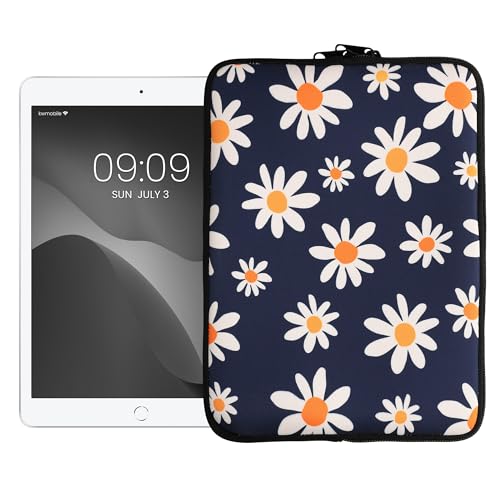 kwmobile Tablet Hülle kompatibel mit 9,7"-11" Tablet - Universal Neopren Tasche Cover Case - Schutzhülle Sleeve in Blau Weiß Gelb Kleine Gänseblümchen von kwmobile