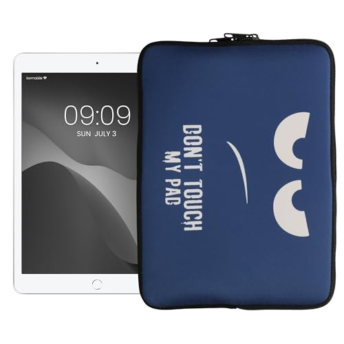 kwmobile Tablet Hülle kompatibel mit 9,7"-11" Tablet - Universal Neopren Tasche Cover Case - Schutzhülle Sleeve in Weiß Dunkelblau Don't Touch My Pad von kwmobile