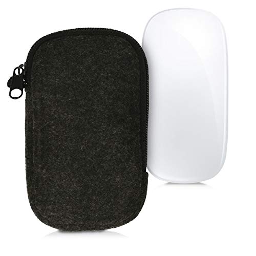 kwmobile Tasche kompatibel mit Apple Magic Mouse 1/2 - Filz Hülle für Computer Maus - Schutzhülle für PC Mouse Dunkelgrau von kwmobile
