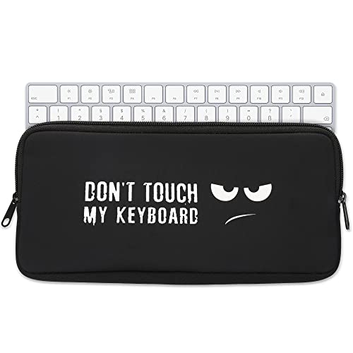 kwmobile Tastatur-Hülle kompatibel mit Logitech K380 - Neopren Schutzhülle Case Tasche für Tastatur - Don't Touch My Keyboard Weiß Schwarz von kwmobile