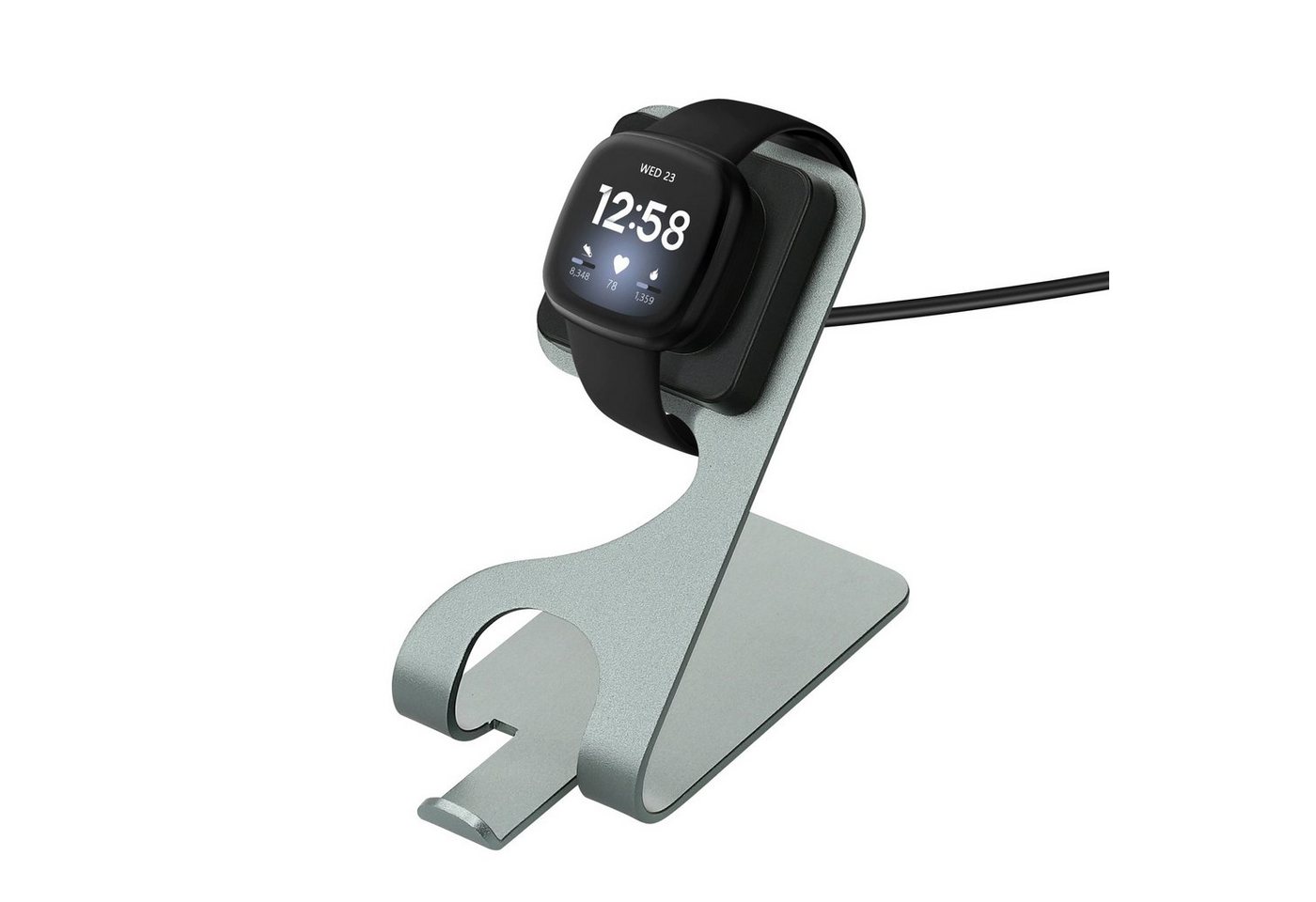kwmobile USB Ladegerät für Fitbit Versa 4 / Sense 2 / Versa 3 / Sense Smartphone-Ladegerät (1-tlg., USB Kabel Charger Stand - Smart Watch Ladestation - mit Standfunktion) von kwmobile