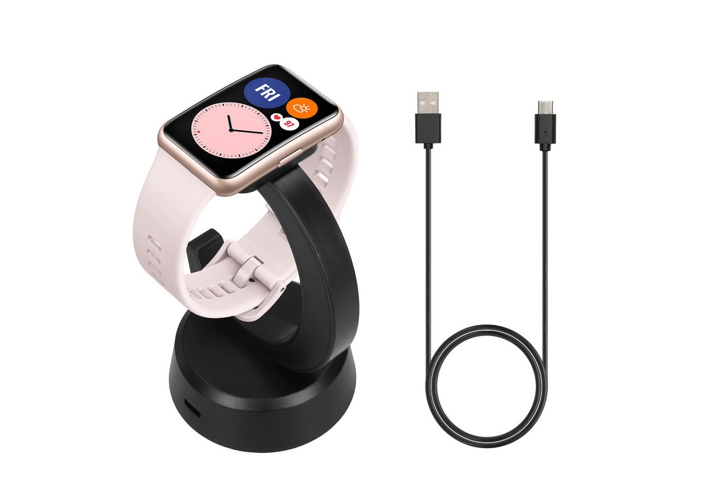 kwmobile USB Ladegerät für Huawei Watch Fit / Band 9 / Band 8 / Band 7 / Band 6 Smartphone-Ladegerät (1-tlg., Smart Watch Ladestation - Ladekabel mit Standfunktion) von kwmobile