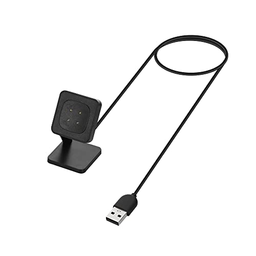 kwmobile USB Ladegerät kompatibel mit Fitbit Versa 4 / Sense 2 / Versa 3 / Sense - USB Kabel Charger Stand - Smart Watch Ladestation - Docking Station - Ladekabel mit Standfunktion von kwmobile