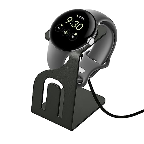 kwmobile USB Ladegerät kompatibel mit Google Pixel Watch - USB Kabel Charger Stand - Smart Watch Ladestation - Ladekabel mit Standfunktion in Schwarz von kwmobile