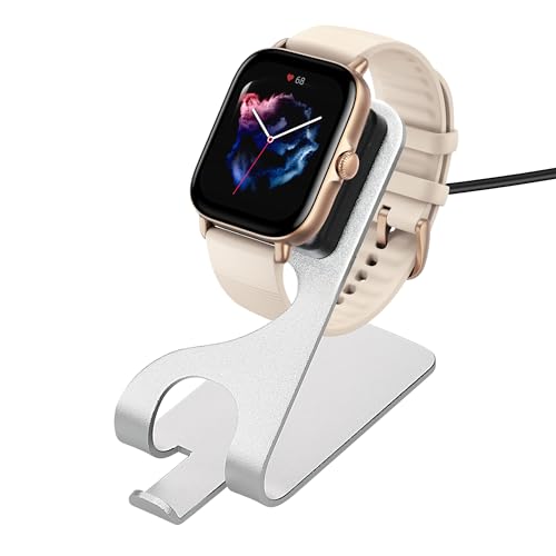 kwmobile USB Ladegerät kompatibel mit Huami T-Rex 2 / T-Rex Ultra/GTR 4 / GTS 4 / GTR 3 / GTS 3 - USB Kabel Charger Stand - Smart Watch Ladestation - Ladekabel mit Standfunktion in Schwarz Silber kwmobile USB Ladegerät kompatibel mit Huami T-Rex 2 / T-Rex Ultra/GTR 4 / GTS 4 / GTR 3 / GTS 3 - USB Kabel Charger Stand - Smart Watch Ladestation - Ladekabel mit Standfunktion in Schwarz Silber von kwmobile