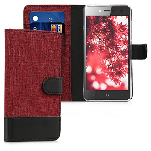 kwmobile Wallet Case kompatibel mit ZTE Blade L7 - Hülle mit Ständer - Handyhülle Kartenfächer Dunkelrot Schwarz von kwmobile