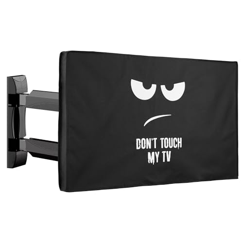 kwmobile kompatibel mit 55" TV Outdoor TV Abdeckung - Fernseher Hülle Bildschirmschutz - wetterfest - Weiß Schwarz Don't Touch My TV von kwmobile