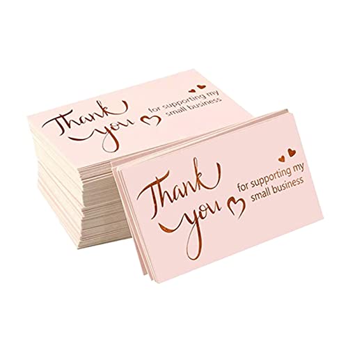 kyaoayo 50 Stück Geschäftliche Dankeskarten, Thank You Business Karte, 3,5 * 2 Zoll Rosa, für alle Gelegenheiten, Brautdusche, Babyparty, Geschäft, Weihnachten. von kyaoayo