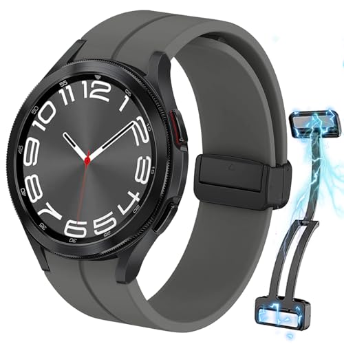 kytuwy Galaxy Watch 6 Classic Armband kompatibel mit Samsung Galaxy Watch 6/5/4 Armband 40mm 44mm, Silikon-Sport-Ersatzarmband für Galaxy Watch 6 Classic 47mm 43mm (Offizielles Grau) von kytuwy