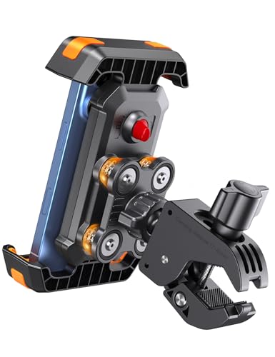 Motorrad-Handyhalterung, Universal Handyhalterung Fahrrad Lenker [Doppelt Vibrationsgedämpft +Metallkugelgelenk] -360°drehbar für iPhone 16 Pro/Samsung S24 Ultra(4,7-7,2''Smartphone Halterung Fahrrad) von kzomKzoo
