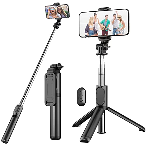 Selfie Stick Stativ, Erweiterbar 4 in 1 Selfie Stange & Handy Stativ mit Kabelloser Fernbedienung, Mini Selfiestick Kompatibel mit den Meisten Smartphones. von kzomKzoo