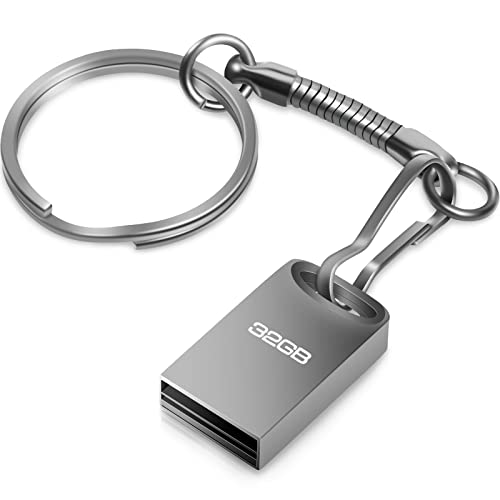 USB Memory Stick 32GB, Memory Stick 32GB Mini USB Flash Drive 32GB Portable Pen Drive Externer Memory Stick mit Schlüsselanhänger für PC/Laptop/Auto etc(Grau) von lUCKGOOD886