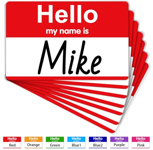 200 Stück Hello My Name is - Rot Namensschilder Aufkleber, Selbstklebende Namensschilder, Namensaufkleber für Büro, Meeting, Schule, Lehrer und Mailing(89mm x 57mm) von labelon