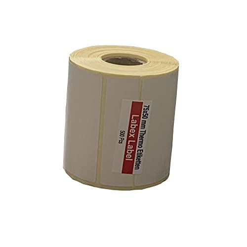 Barcode etikett 75x50 mm Thermo etiketten | Zebra Etiketten Rollen etikett - Klebeetiketten, Barcode-Etikett, 500 Etiketten auf einer Rolle. von labex label