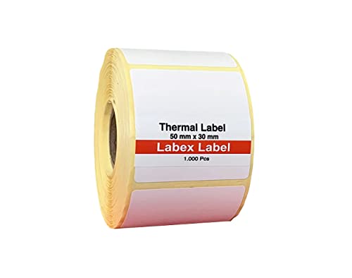 Thermo Etiketten 50x30 mm | Barcode etikett, adressetiketten - Thermo etiketten auf rolle; 1.000 stück - Thermotransfer etiketten - 1 Rolle ;1.000 Thermo label (1 Rolle) von labex label