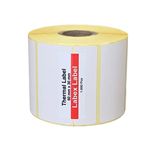 Thermo Etiketten 60x30 mm | Barcode etikett - Zebra etiketten ; 1.000 stück, adressetiketten - Thermotransfer etiketten - 1 Rolle ;1.000 Thermo label(1 Rolle) von labex label