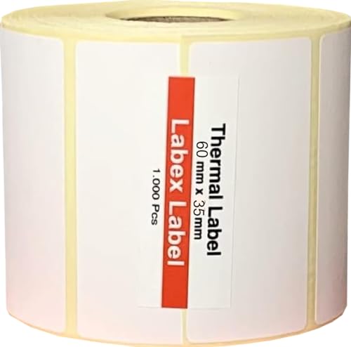 Thermo Etiketten 60x35 mm | Barcode etikett - Thermo etiketten auf rolle; 1.000 stück - Thermotransfer etiketten - 1 Rolle ;1.000 Thermo label (1 Rolle) von labex label