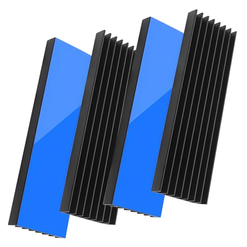 4 Stück Aluminium Kühlkörper, Aluminium Cooler mit Silikon Wärmeleitendes Klebeband, Halbleitergeräte Kühler, 70 mm x 22 mm x 6 mm, Schwarz von lafomukea