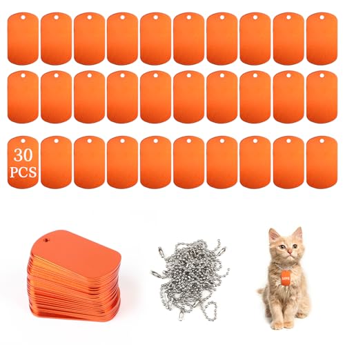 LALAGO 30 Stück Gelochte Blanko-Hundemarke aus Aluminium, Schlüsselanhänger Rohlinge, Orange Hundemarken, Aluminium Haustiermarken mit Kette für Hunde Dog Tag, Hundemarke Personalisiert DIY LALAGO 30 Stück Gelochte Blanko-Hundemarke aus Aluminium, Schlüsselanhänger Rohlinge, Orange Hundemarken, Aluminium Haustiermarken mit Kette für Hunde Dog Tag, Hundemarke Personalisiert DIY von lalago