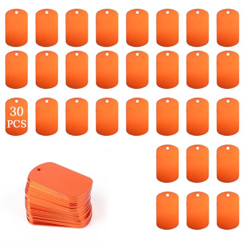 LALAGO 30 Stück Gelochte Blanko-Hundemarke aus Aluminium für Halsketten, Blank Schlüsselanhänger Rohlinge, Orange Hundemarken, Aluminium Haustiermarken für Hunde Dog Tag, Hundemarke Personalisiert LALAGO 30 Stück Gelochte Blanko-Hundemarke aus Aluminium für Halsketten, Blank Schlüsselanhänger Rohlinge, Orange Hundemarken, Aluminium Haustiermarken für Hunde Dog Tag, Hundemarke Personalisiert von lalago
