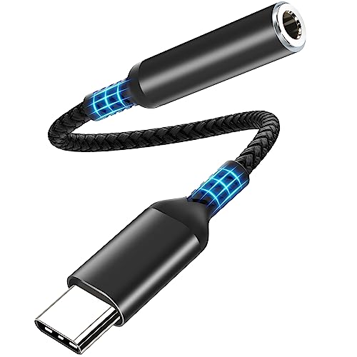 Adapter USB C Auf Klinke, 3.5mm Audio mit HiFi DAC Chip für iPhone 15 Pro Max/15 Pro/15 Samsung S23 S22 S21+ Ultra Note 20 A53,Huawei P50/P40/Pro Mate50/40,iPad Pro,MacBook Schwarz von lalasis