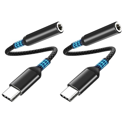 Adapter USB C Auf Klinke,USB C Klinke Adapter 3.5mm Audio mit HiFi DAC Chip für iPhone 15 Pro Max/15 Pro/15 Samsung S23 S22 S21Ultra Note20 A53,Huawei P50/P40/Pro Mate50 iPad Pro MacBook 2PCS Schwarz von lalasis