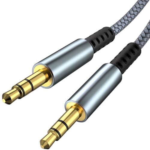 Aux Kabel,Audio Kabel 3,5mm Klinke auf Klinke Stereo klinkenkabel 3,5 [1,2M] Nylon Geflochtenes Klinkenkabel für Autoradio,Kopfhörer,PC,Handy,Stereoanlage,Tablet,Lautsprecher,MP3/MP4 Player Grau von lalasis