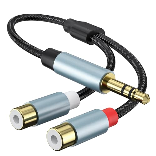 Cinch auf klinke 3,5,C inch auf Klin ke Adapter,Stereo Audio C inch zu Kli nken Adapter 3,5mm K linken Stecker zu 2X RCA C inch Buchse 3.5mm Klinke Stecker auf 2 Cinch Buchse Vergoldeter Adapter 20cm von lalasis