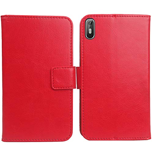 lankashi PU Leder Tasche Hülle Für Cubot J5 5.5" TPU Silikon Schale Handy Flip Brieftasche Schutz Case Cover Etui Schutzhülle Klapphülle Handytasche (Farbe: Rot) von lankashi