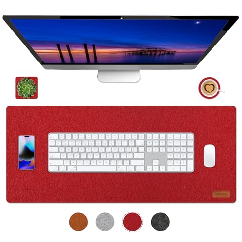 Große Filz-Schreibtischunterlage, Filz-Schreibtischunterlage für Schreibtischunterlage, vollständiges Mauspad, Schreibtischunterlage für Tastatur, Computermatte für Schreibtisch, 91,4 x 40,6 cm (rot) Große Filz-Schreibtischunterlage, Filz-Schreibtischunterlage für Schreibtischunterlage, vollständiges Mauspad, Schreibtischunterlage für Tastatur, Computermatte für Schreibtisch, 91,4 x 40,6 cm (rot) von lapinchen