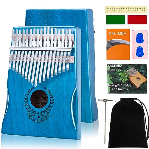 Kalimba 17 Schlüssel Daumenklavier - Tragbares Mbira Sanza Finger Piano Professionelles Musikinstrument Marimbaphone mit Lernanleitung, Stimmhammer für Kinder Erwachsene Anfänger von laqula